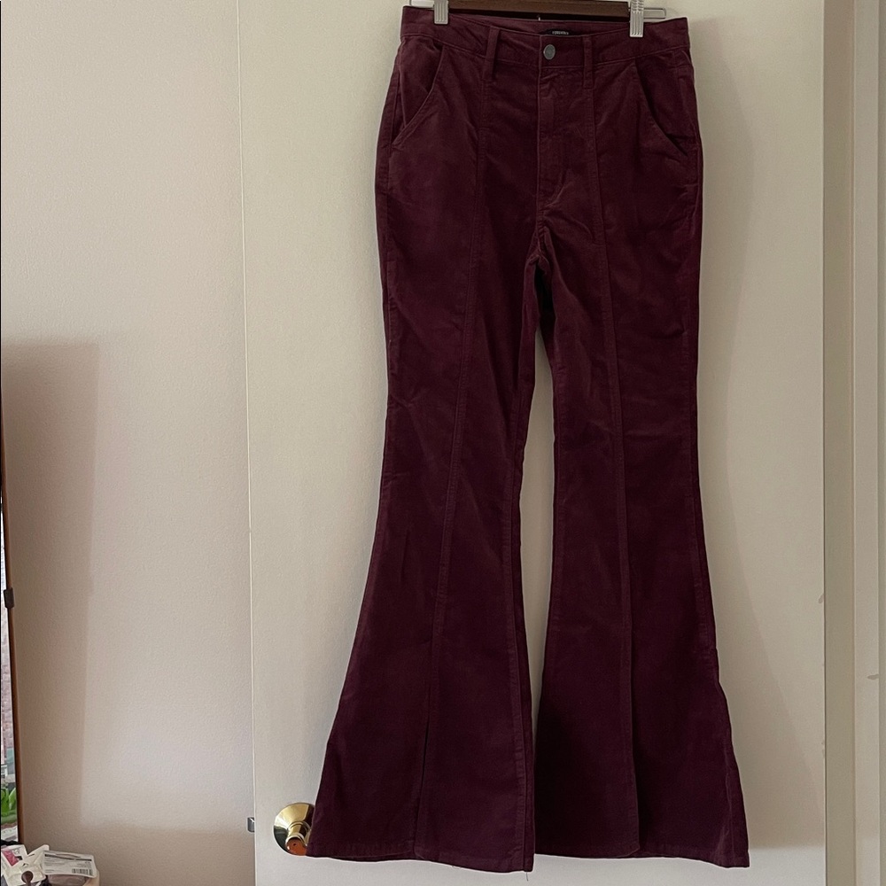 Forever 21 High-Rise Maroon Velvety Pants - Picture 1 of 8